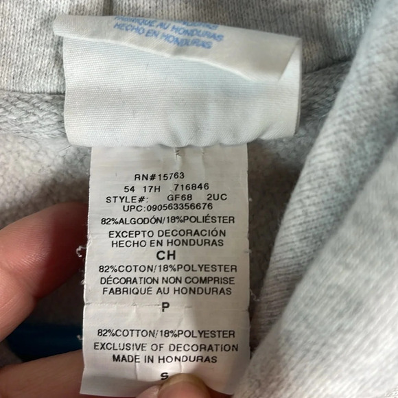 Champion Reverse Weave Hoodie Light Grey Baggy Oversized Ribbed Sides Pocket Sm - Picture 9 of 12